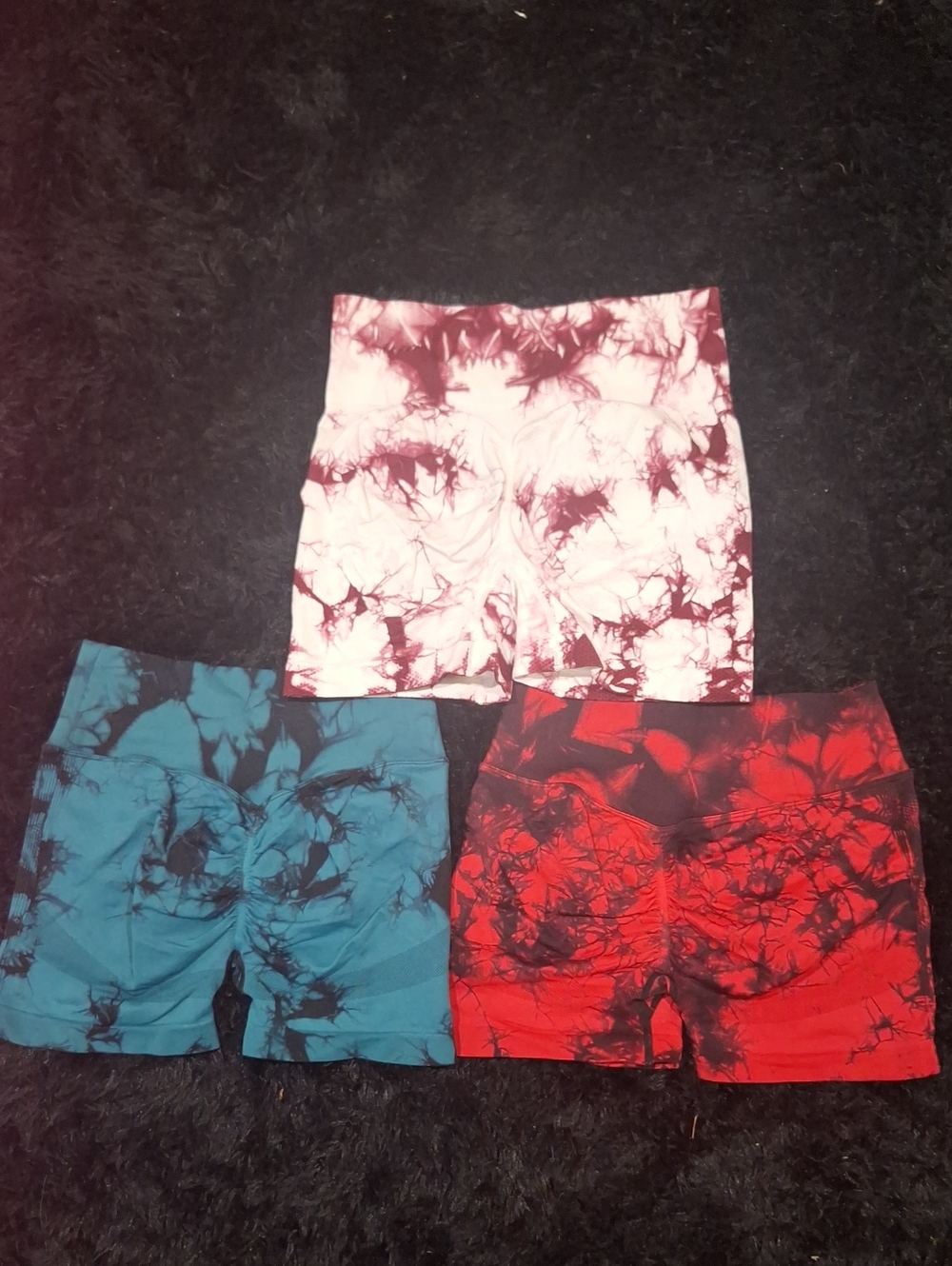 Womens Tie-Dye Active Shorts - Pink, Teal, Red